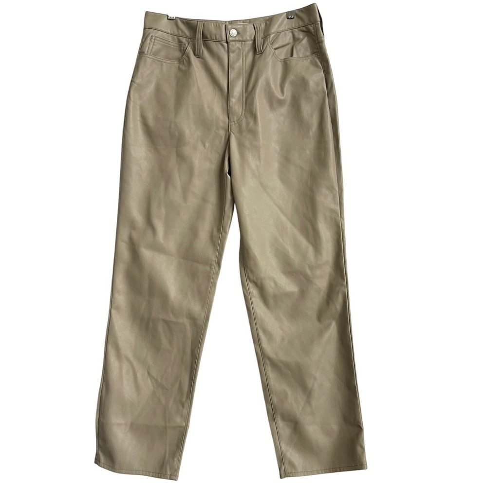 NWT Madewell Perfect Vintage Straight Jean Faux Leather‎ Size 30 Taupe Neutral